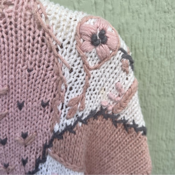 Vintage Hand Knit Women’s Pink Sweater by Colleen’s Collectibles - Picture 4 of 5